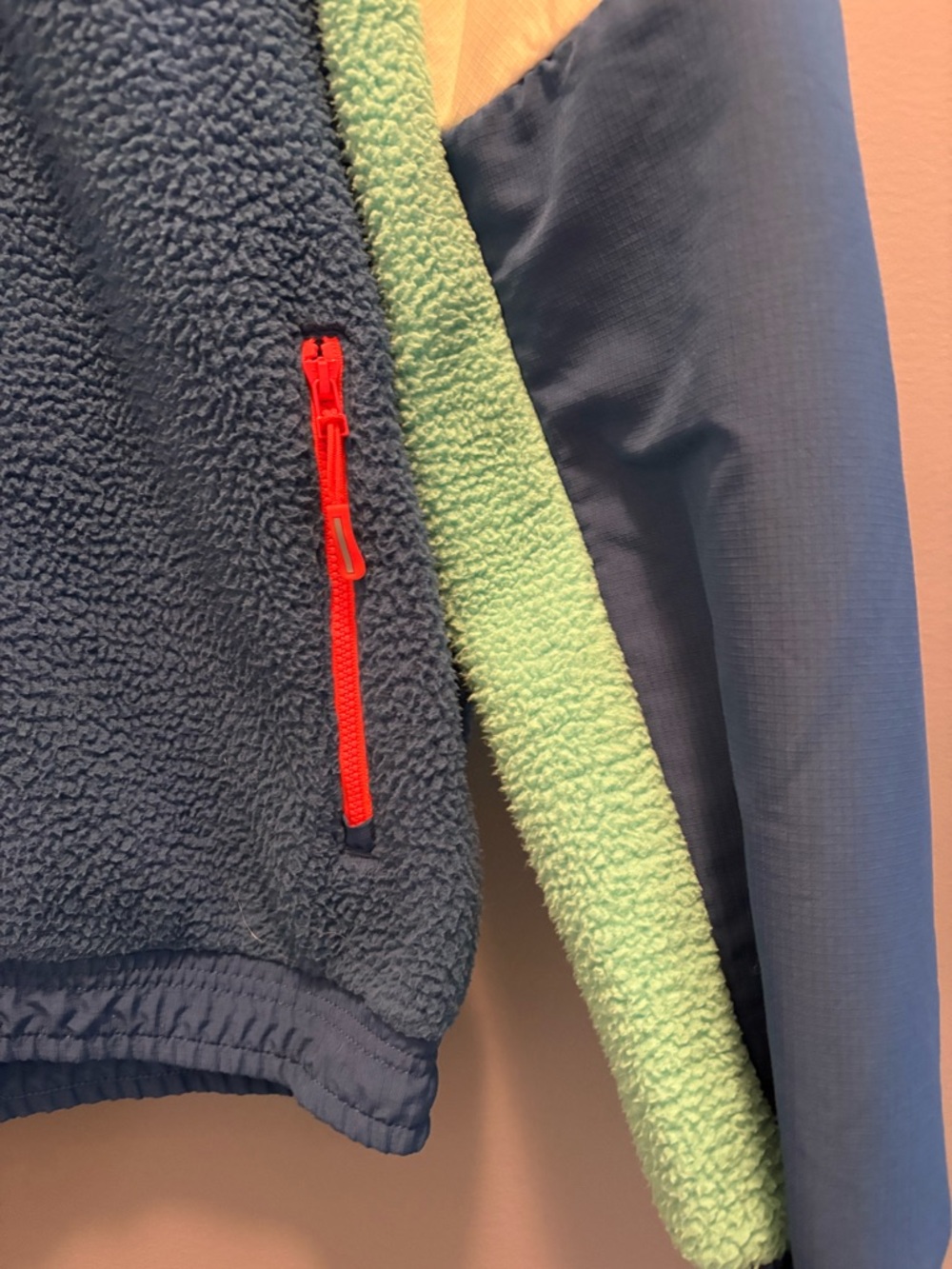 Puma Colorblock Sherpa Jacket in Teal, Navy, White & Orange - Picture 6 of 15
